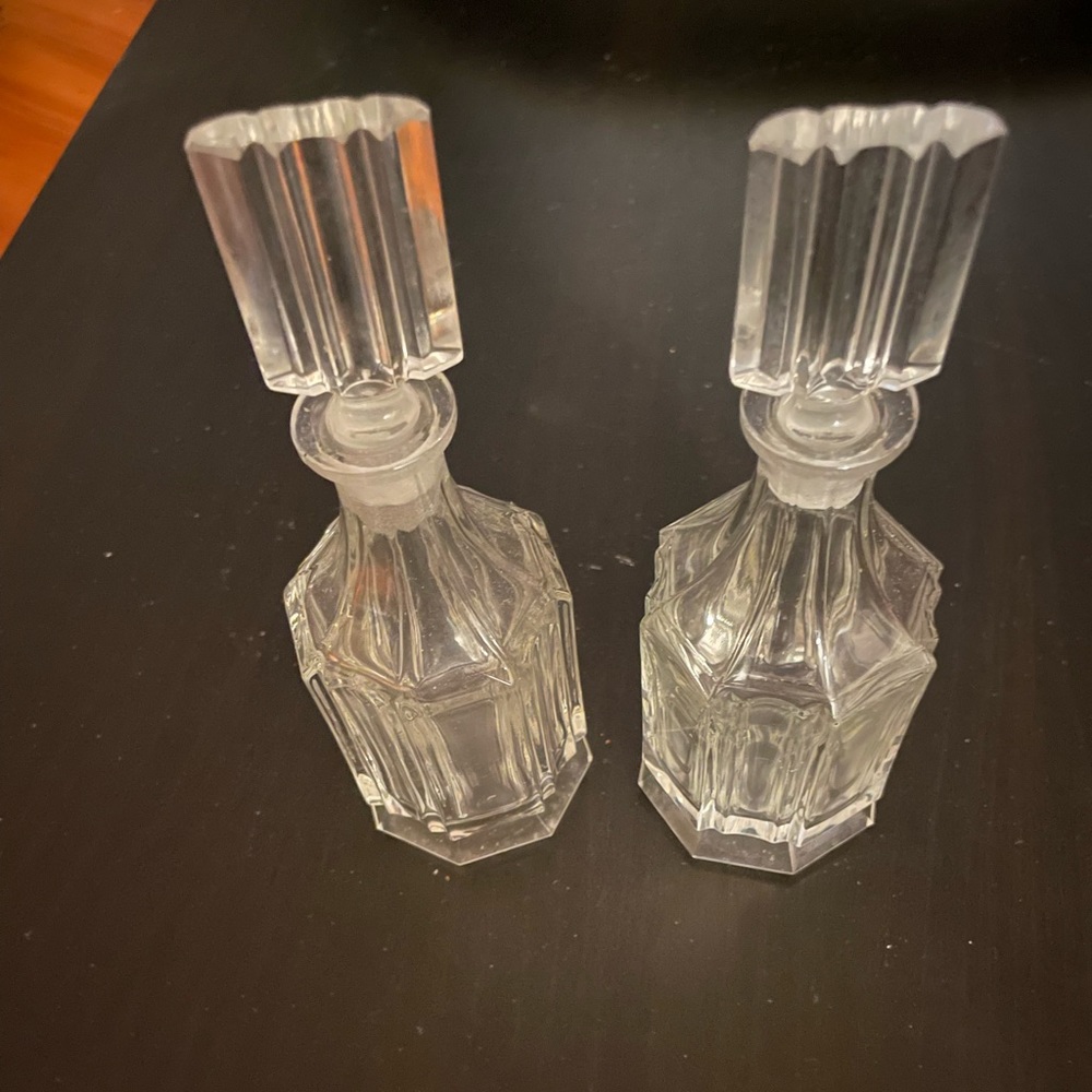 Vintage 1950 Chrystal Clear Glass Perfume Bottles
